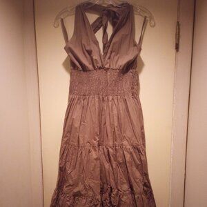 American flirt halter dress with eyelet size L taupe color! Nwt